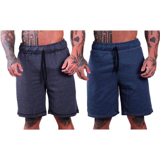 Kit 2 Bermudas Moletom e Moletinho MXD Conceito Cores Diversas Opções Básica FullPrint Sport Fit